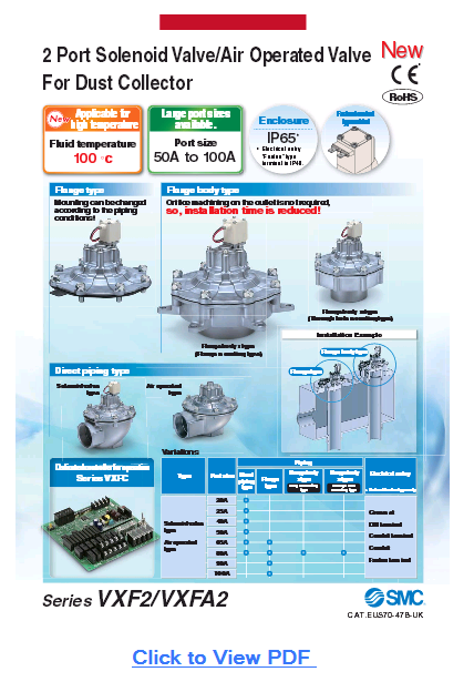 SMC VXF dust valve series data sheet